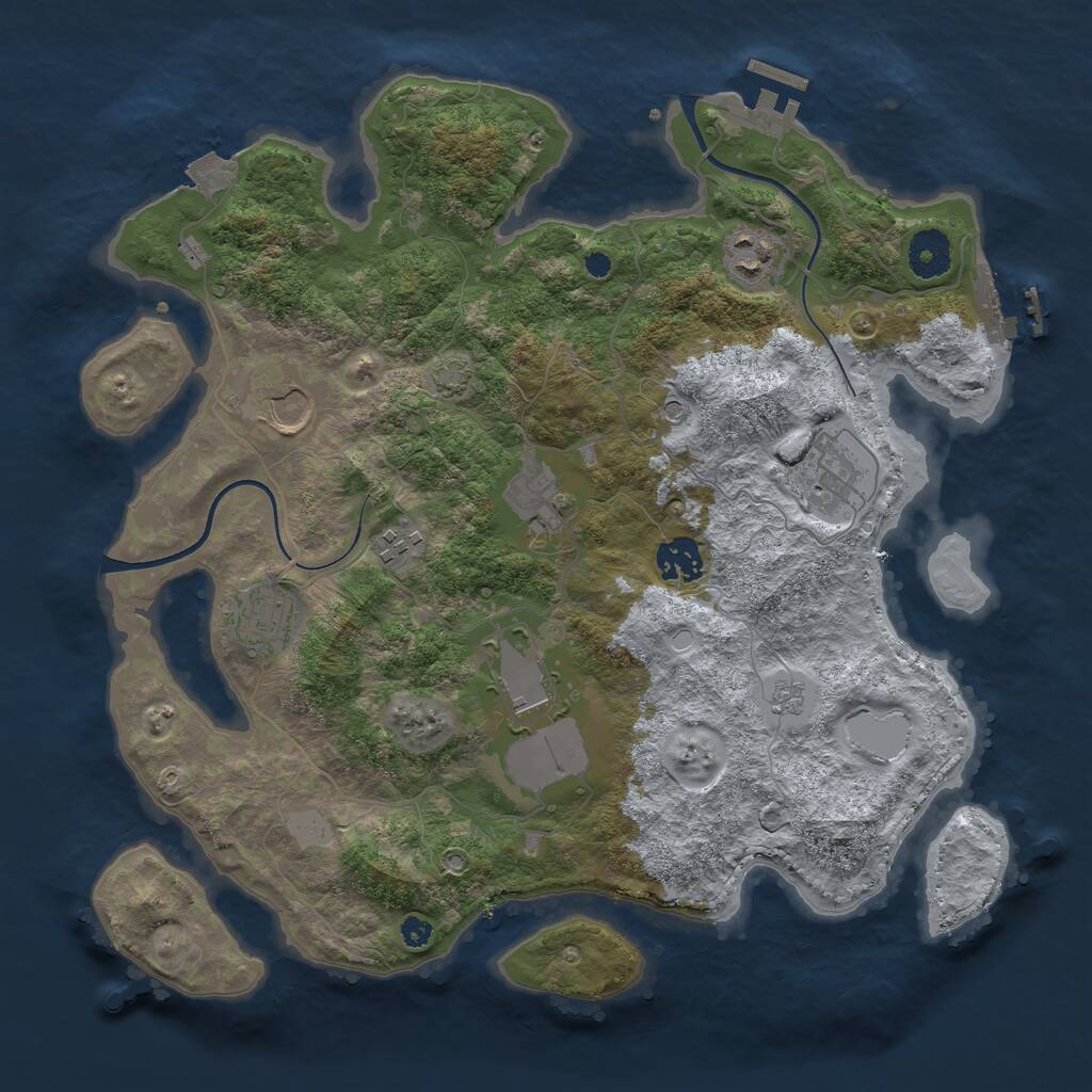 Rust Map: Procedural Map, Size: 3550, Seed: 96411777, 14 Monuments