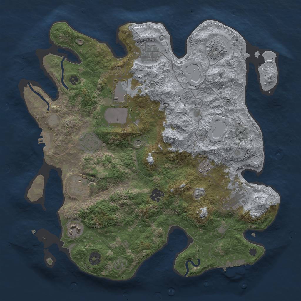 Rust Map: Procedural Map, Size: 3500, Seed: 1122712250, 16 Monuments