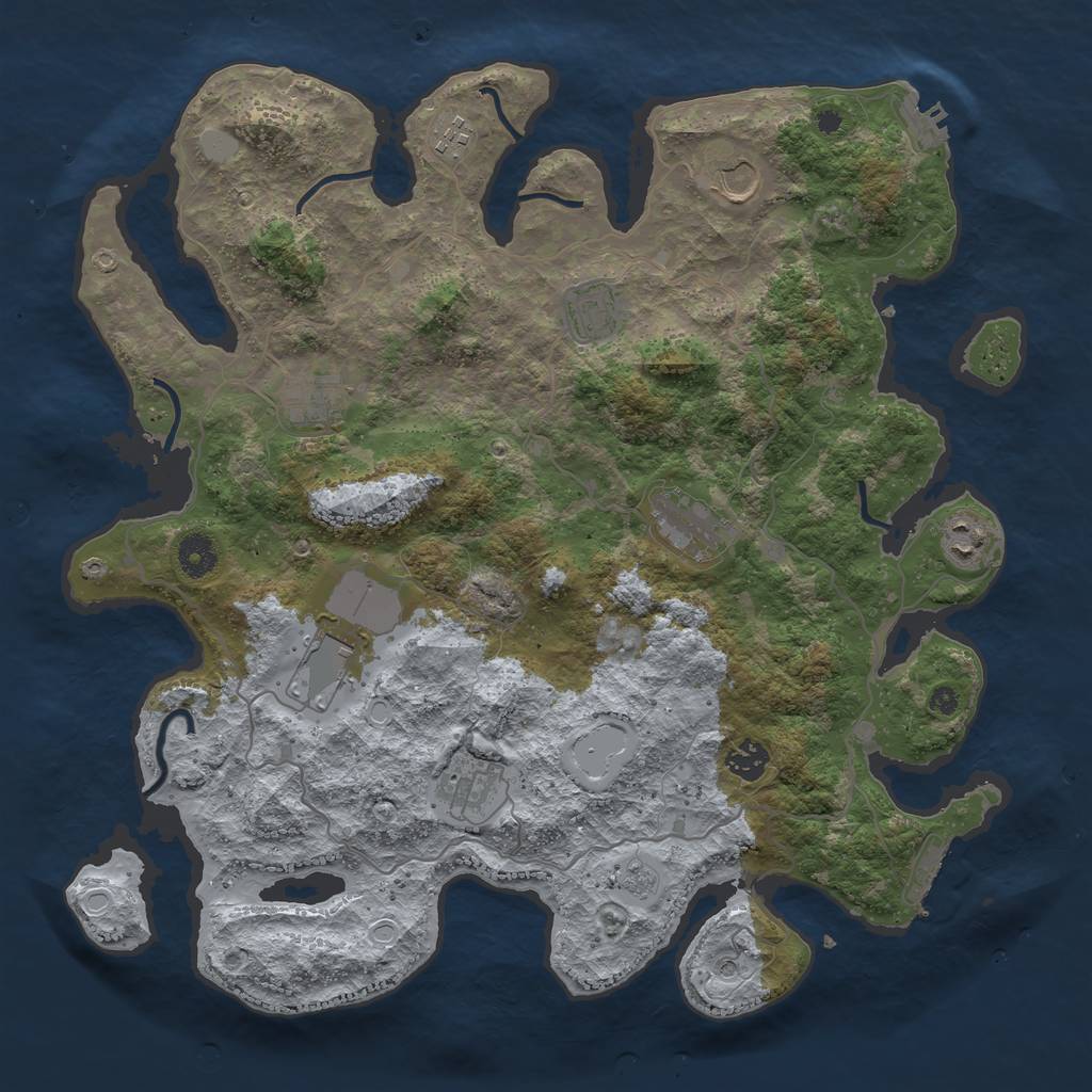 Rust Map: Procedural Map, Size: 4000, Seed: 228764349, 16 Monuments