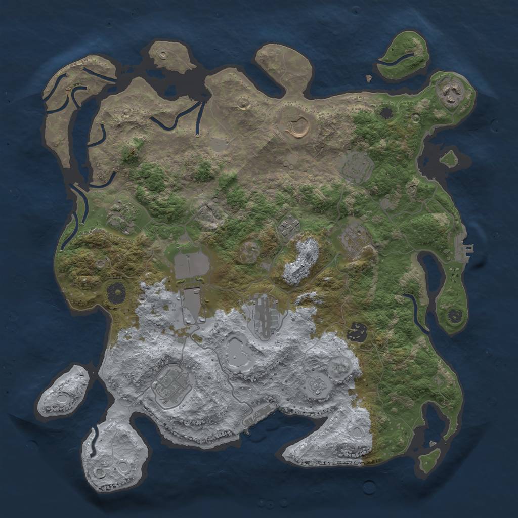 Rust Map: Procedural Map, Size: 3800, Seed: 87853, 16 Monuments