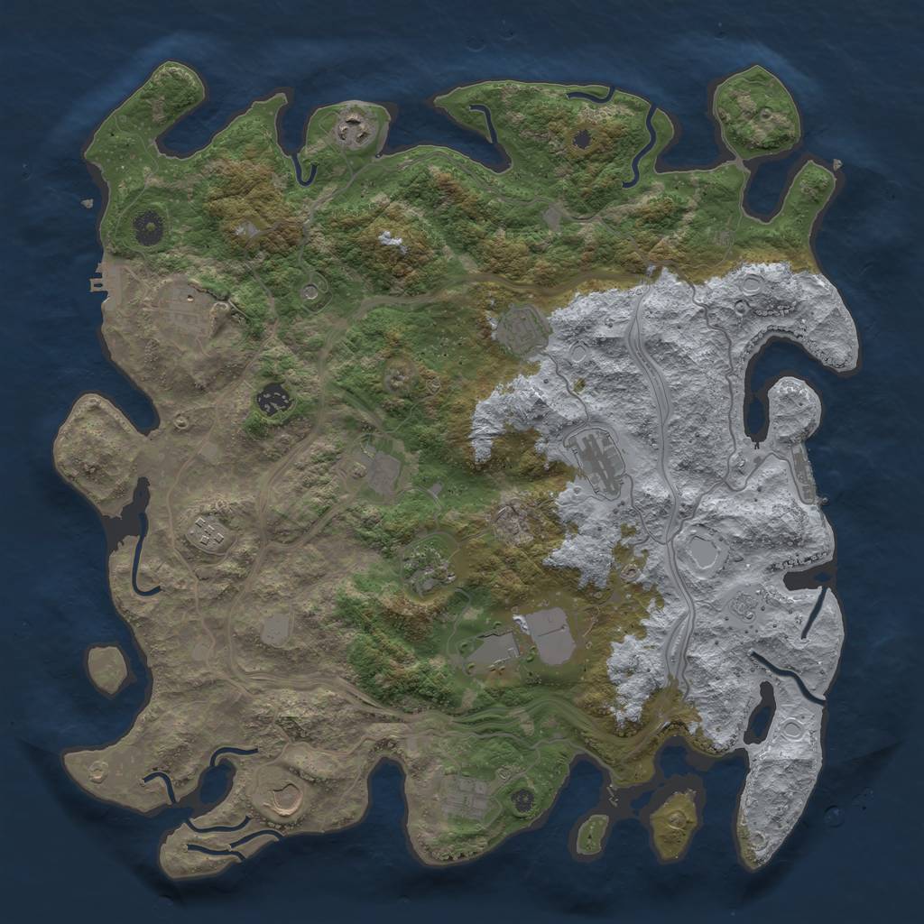 Rust Map: Procedural Map, Size: 4250, Seed: 58266225, 18 Monuments
