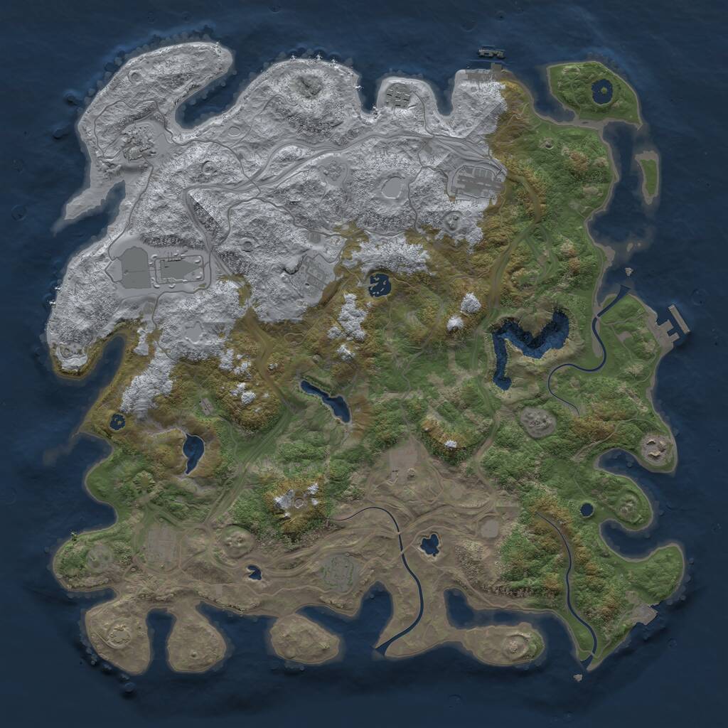 Rust Map: Procedural Map, Size: 4650, Seed: 55490094, 16 Monuments