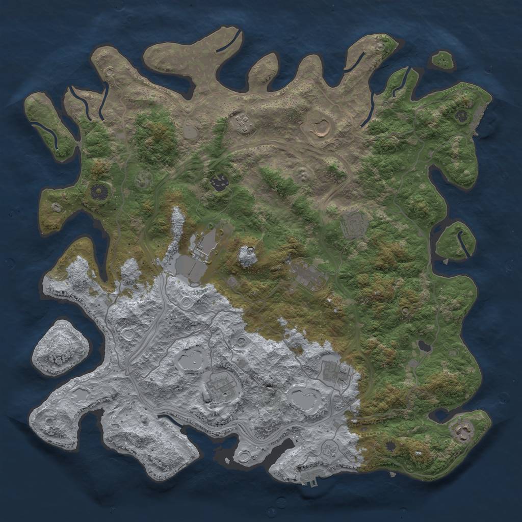 Rust Map: Procedural Map, Size: 4500, Seed: 178174924, 16 Monuments