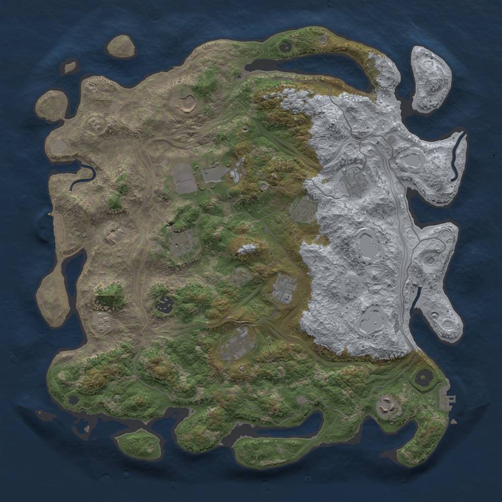 Rust Map: Procedural Map, Size: 4300, Seed: 2039547857, 17 Monuments