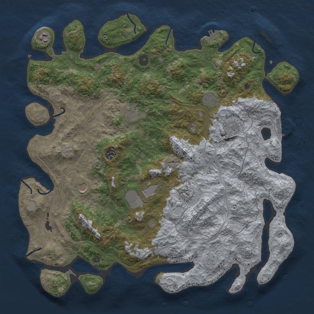 Rust Map: Procedural Map, Size: 4500, Seed: 1415099308, 16 Monuments