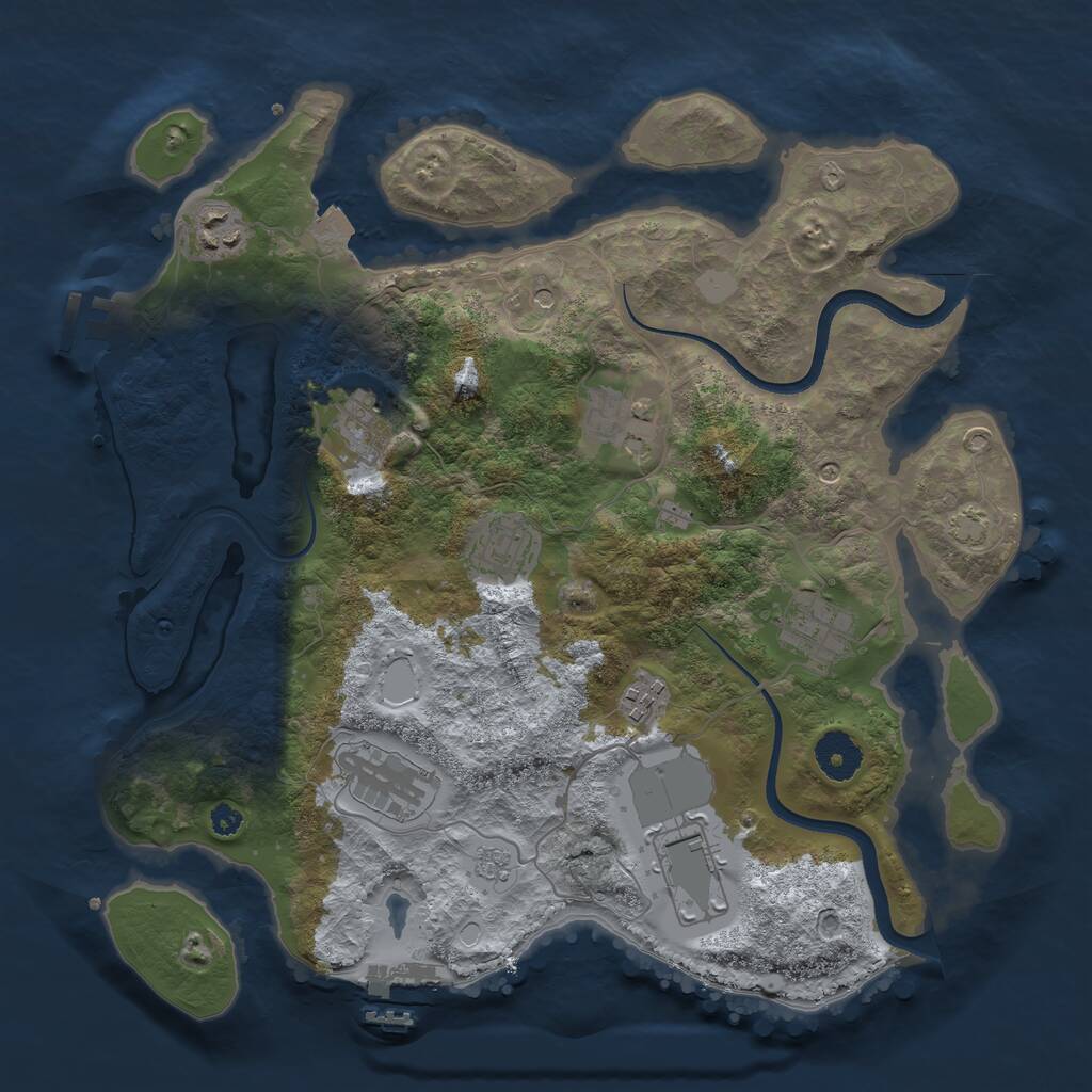 Rust Map: Procedural Map, Size: 3500, Seed: 186917432, 14 Monuments