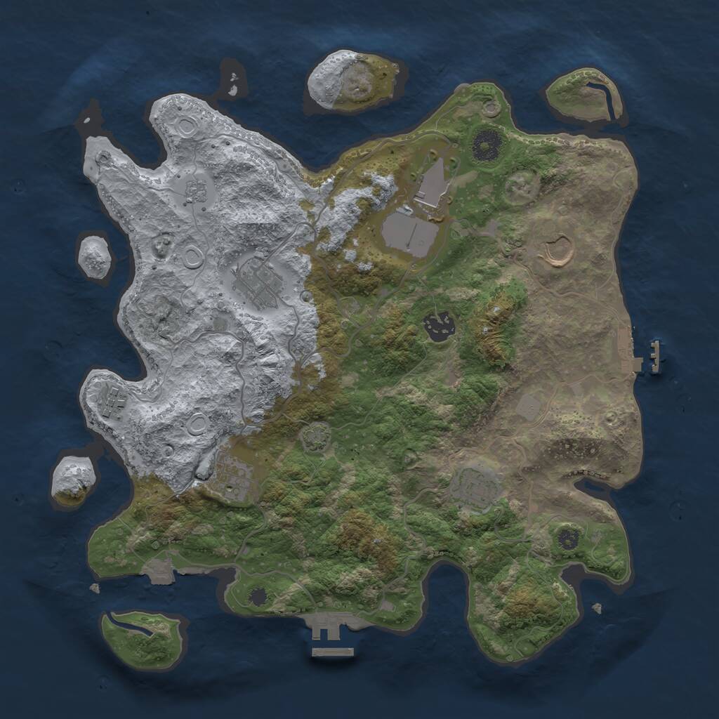 Rust Map: Procedural Map, Size: 3500, Seed: 792842449, 12 Monuments