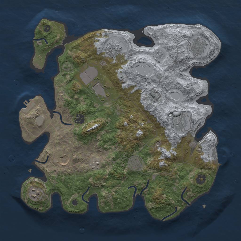 Rust Map: Procedural Map, Size: 3500, Seed: 848456498, 16 Monuments