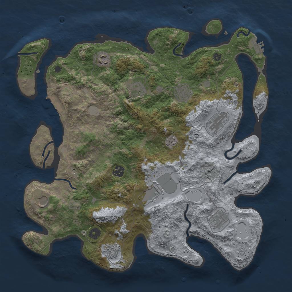 Rust Map: Procedural Map, Size: 3800, Seed: 123547, 17 Monuments