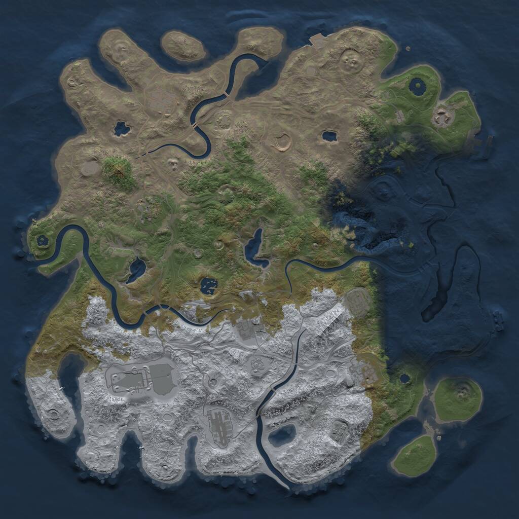 Rust Map: Procedural Map, Size: 4500, Seed: 1296284832, 17 Monuments