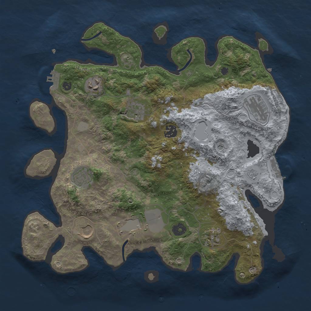 Rust Map: Procedural Map, Size: 3500, Seed: 21953827, 15 Monuments
