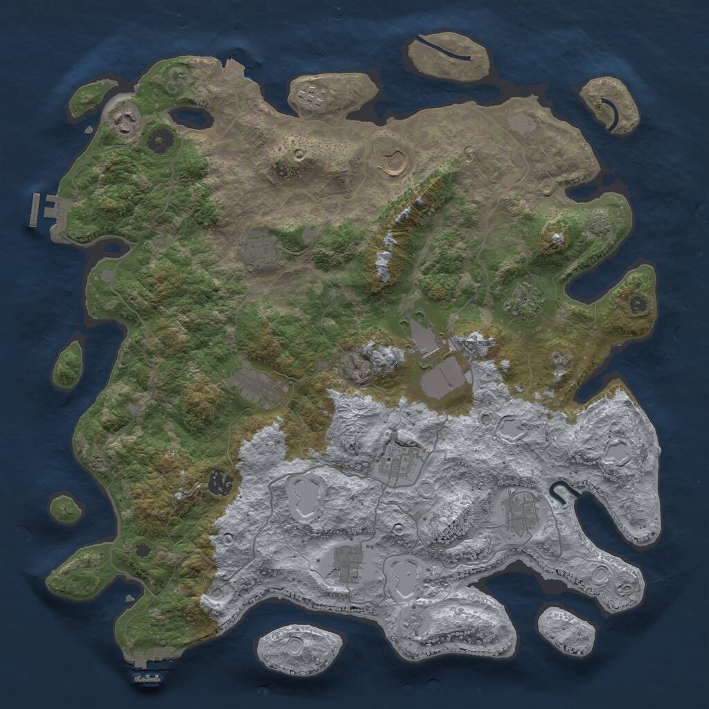 Rust Map: Procedural Map, Size: 4200, Seed: 1390439282, 17 Monuments