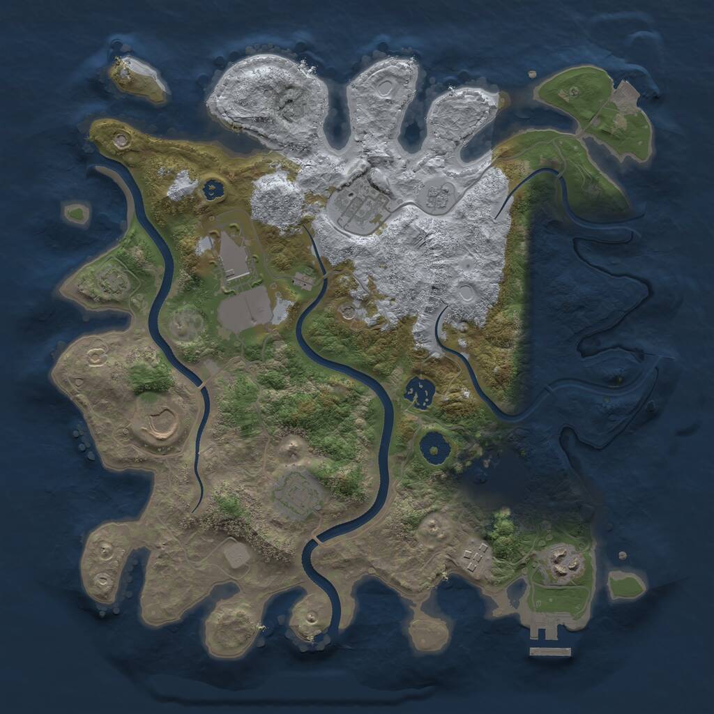 Rust Map: Procedural Map, Size: 3500, Seed: 214049324, 13 Monuments