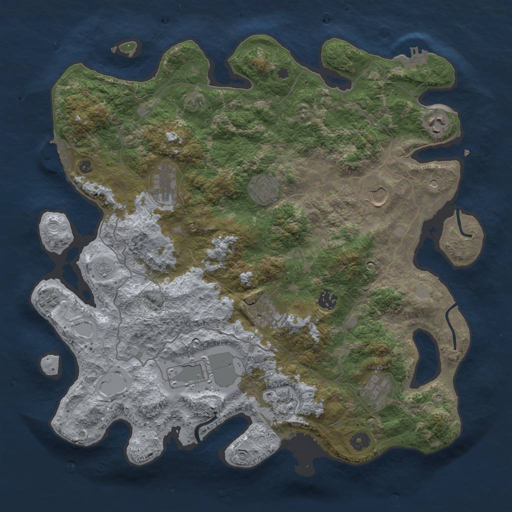 Rust Map: Procedural Map, Size: 4000, Seed: 64397193, 17 Monuments