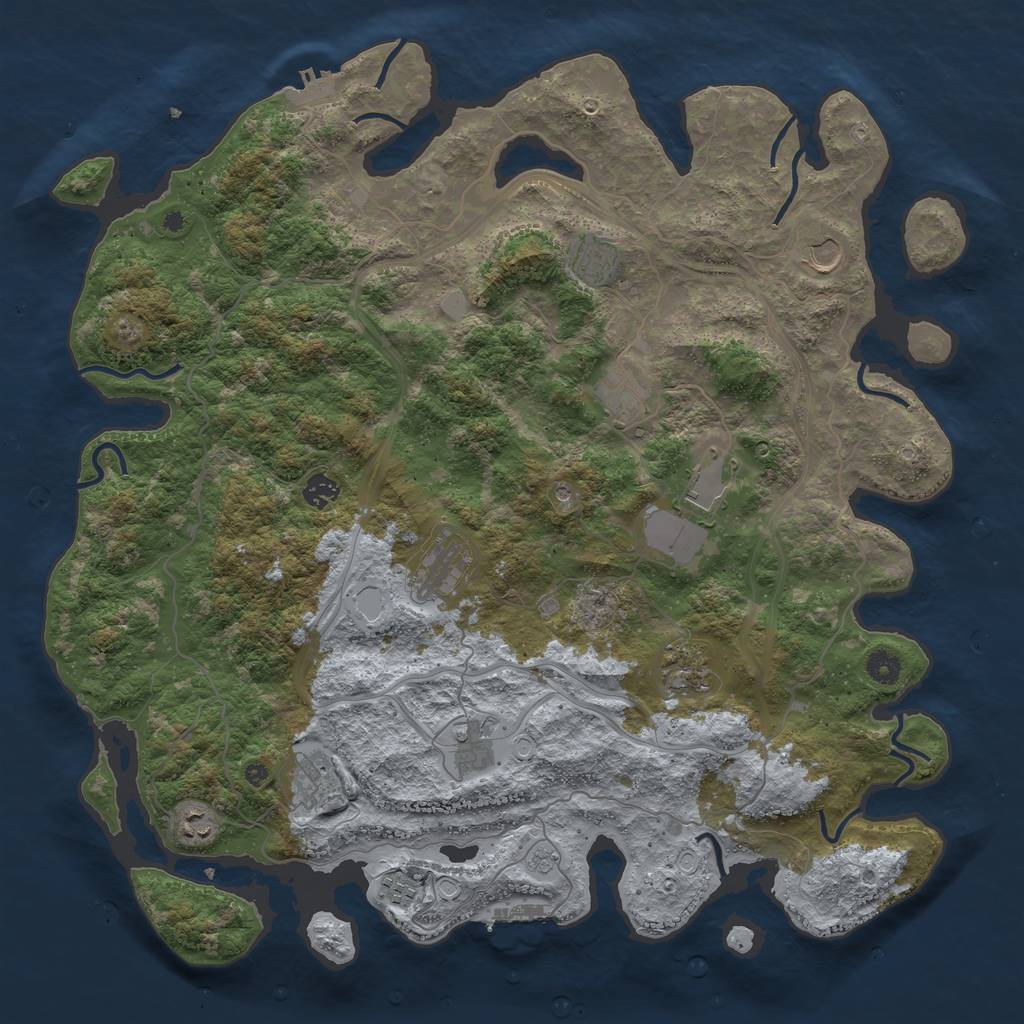 Rust Map: Procedural Map, Size: 4500, Seed: 20221225, 18 Monuments