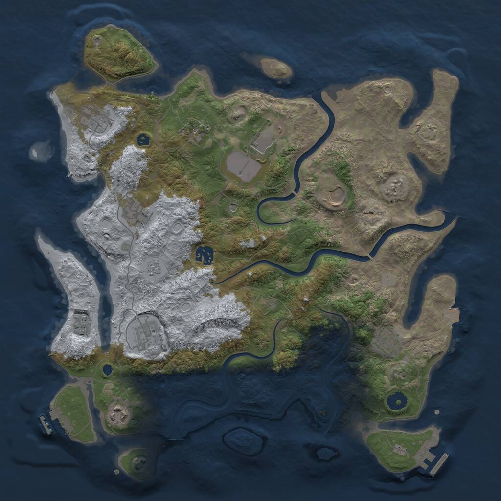 Rust Map: Procedural Map, Size: 3950, Seed: 13388, 16 Monuments