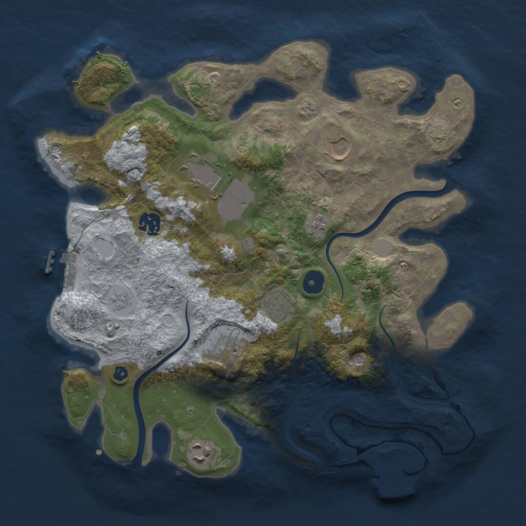 Rust Map: Procedural Map, Size: 3500, Seed: 493731953, 13 Monuments