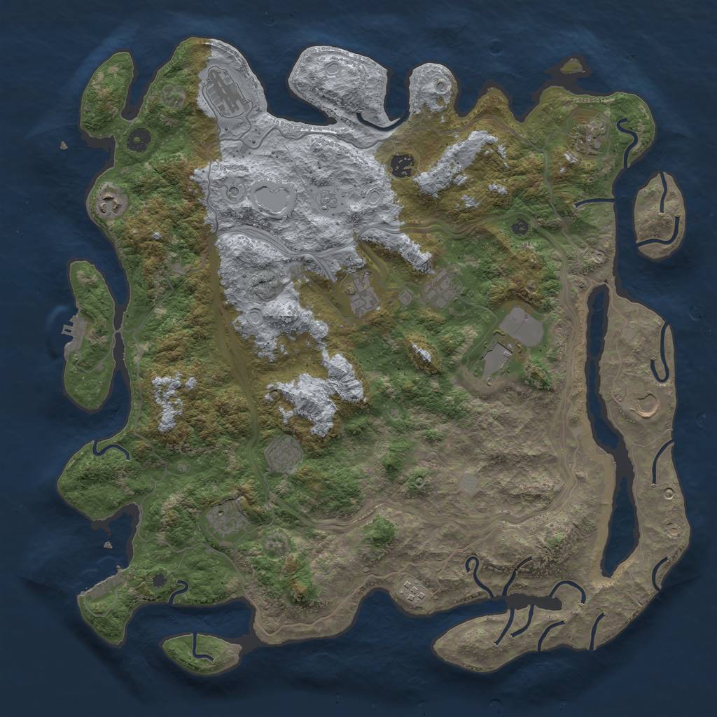 Rust Map: Procedural Map, Size: 4500, Seed: 354788144, 18 Monuments