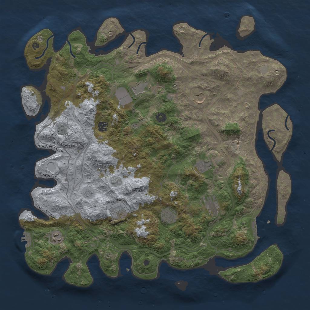 Rust Map: Procedural Map, Size: 4500, Seed: 737380105, 16 Monuments