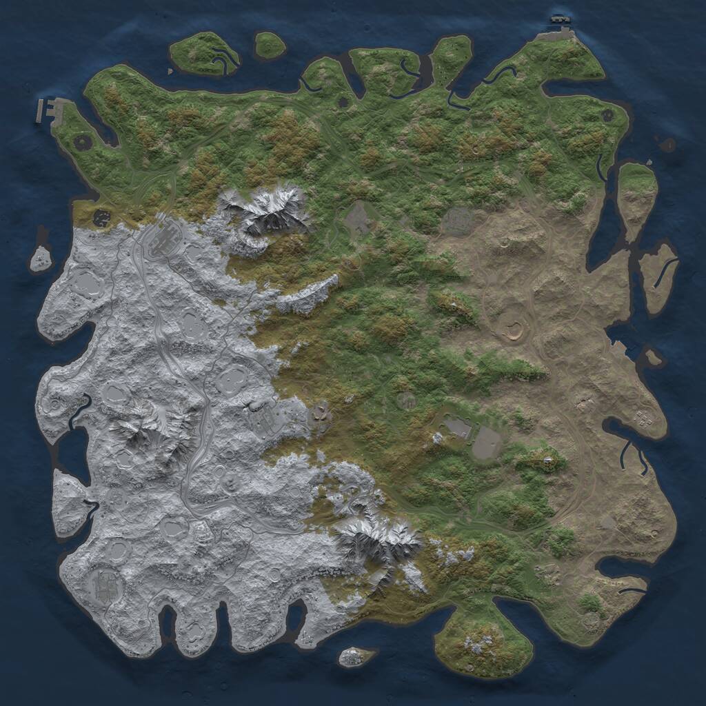 Rust Map: Procedural Map, Size: 6000, Seed: 355374443, 17 Monuments