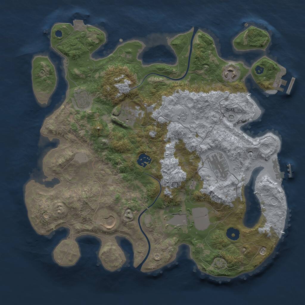 Rust Map: Procedural Map, Size: 3500, Seed: 127638983, 13 Monuments