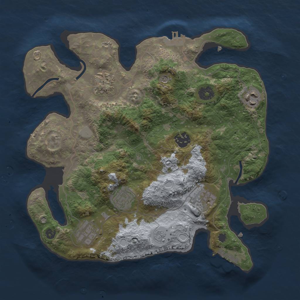 Rust Map: Procedural Map, Size: 3000, Seed: 1099539542, 13 Monuments
