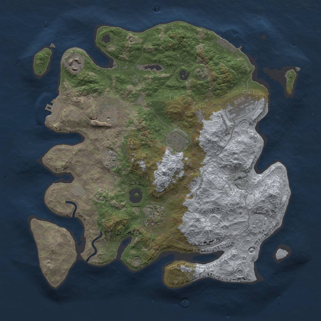 Rust Map: Procedural Map, Size: 3250, Seed: 339061418, 13 Monuments