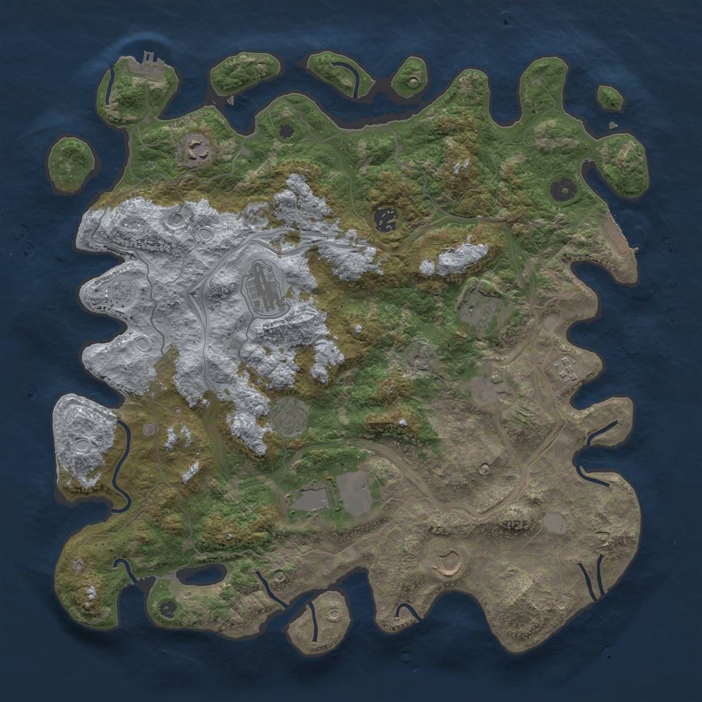 Rust Map: Procedural Map, Size: 4250, Seed: 909130246, 16 Monuments