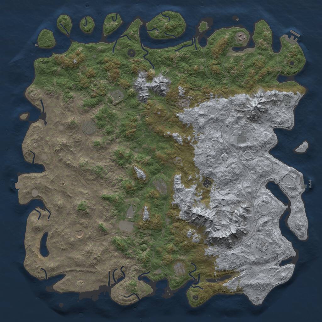 Rust Map: Procedural Map, Size: 6000, Seed: 13710291, 17 Monuments