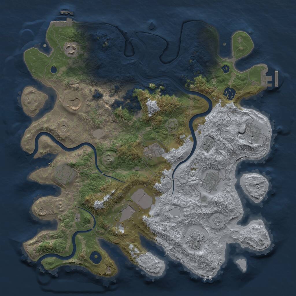 Rust Map: Procedural Map, Size: 3700, Seed: 120428377, 16 Monuments