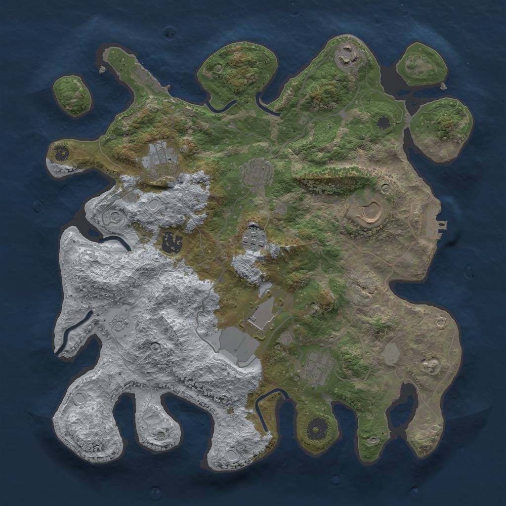 Rust Map: Procedural Map, Size: 3500, Seed: 53489, 15 Monuments
