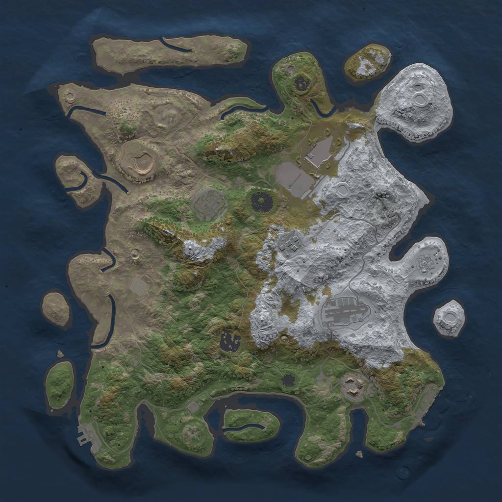 Rust Map: Procedural Map, Size: 3500, Seed: 367793388, 13 Monuments