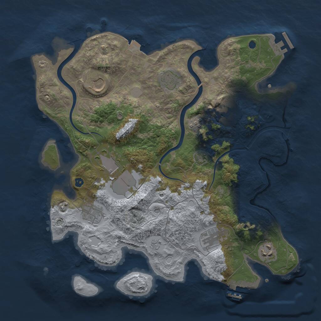 Rust Map: Procedural Map, Size: 3500, Seed: 1426725574, 14 Monuments