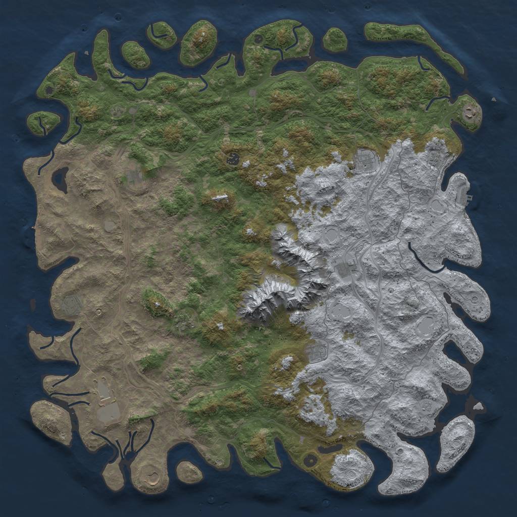 Rust Map: Procedural Map, Size: 6000, Seed: 386246707, 18 Monuments