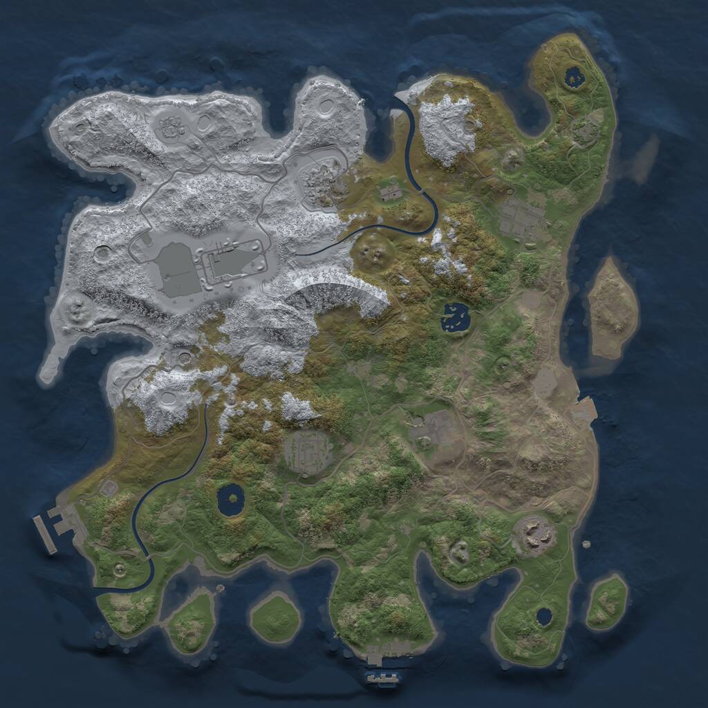 Rust Map: Procedural Map, Size: 3500, Seed: 455735505, 13 Monuments
