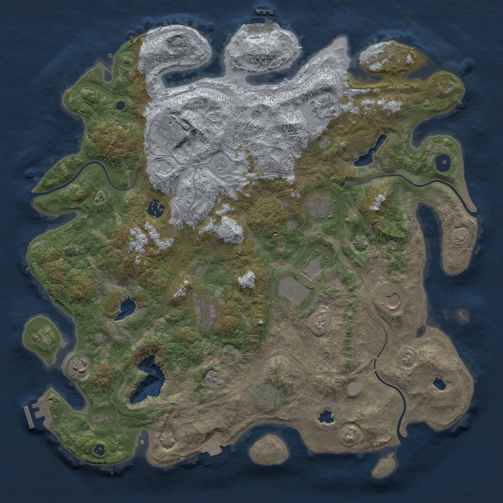 Rust Map: Procedural Map, Size: 4500, Seed: 1766147053, 16 Monuments