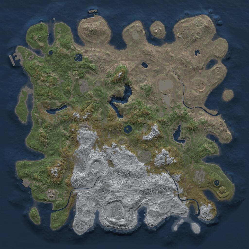 Rust Map: Procedural Map, Size: 4500, Seed: 1714054203, 16 Monuments