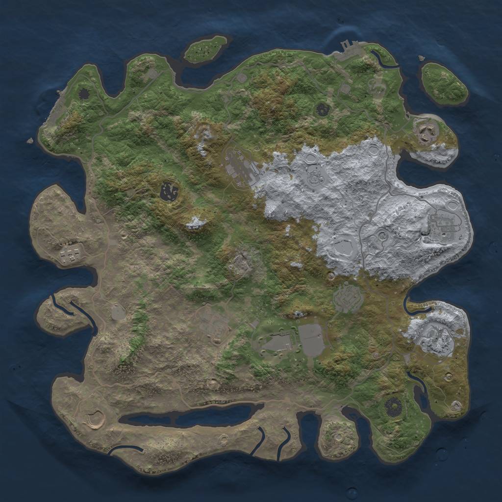 Rust Map: Procedural Map, Size: 4000, Seed: 1442155246, 17 Monuments