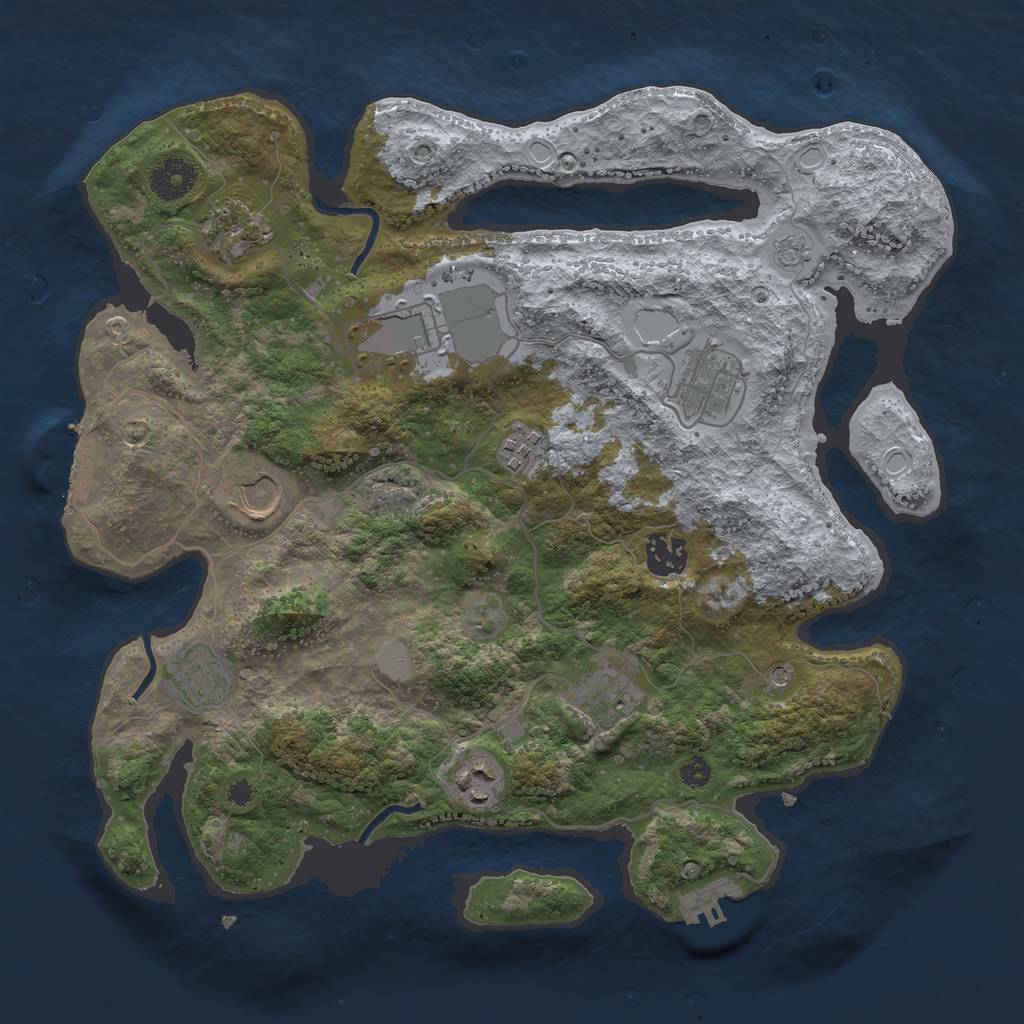 Rust Map: Procedural Map, Size: 3500, Seed: 2427, 16 Monuments