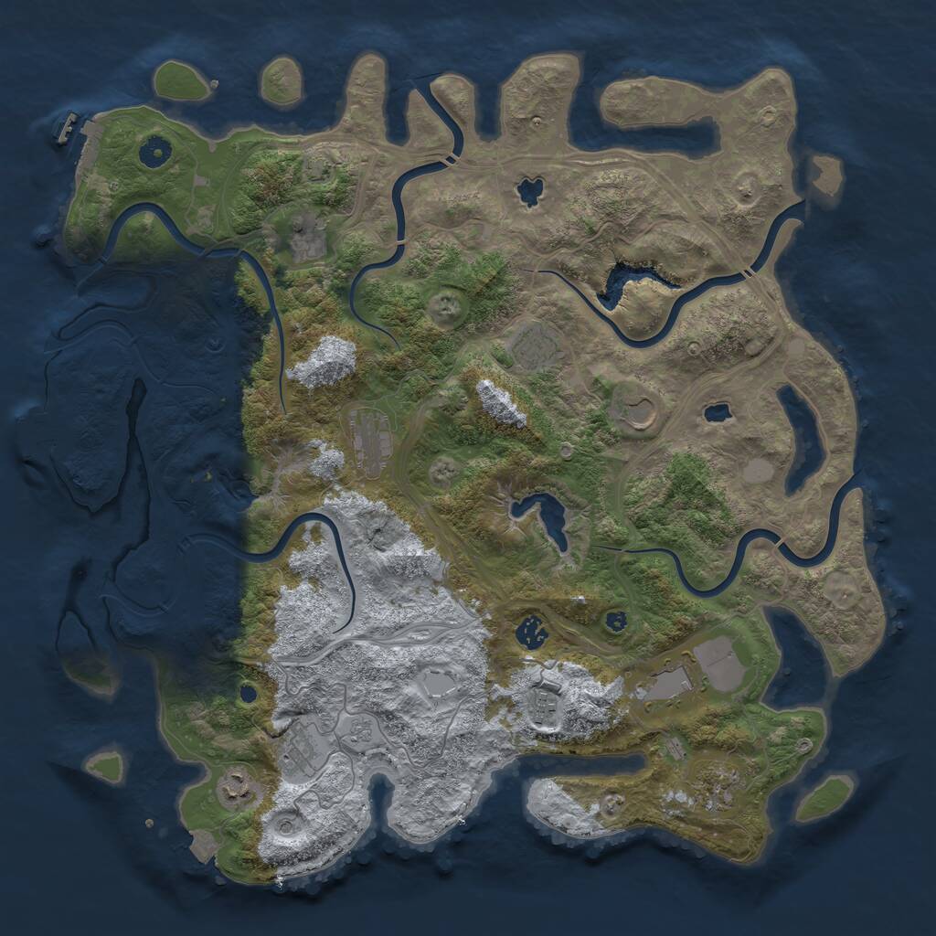 Rust Map: Procedural Map, Size: 4500, Seed: 445252578, 16 Monuments