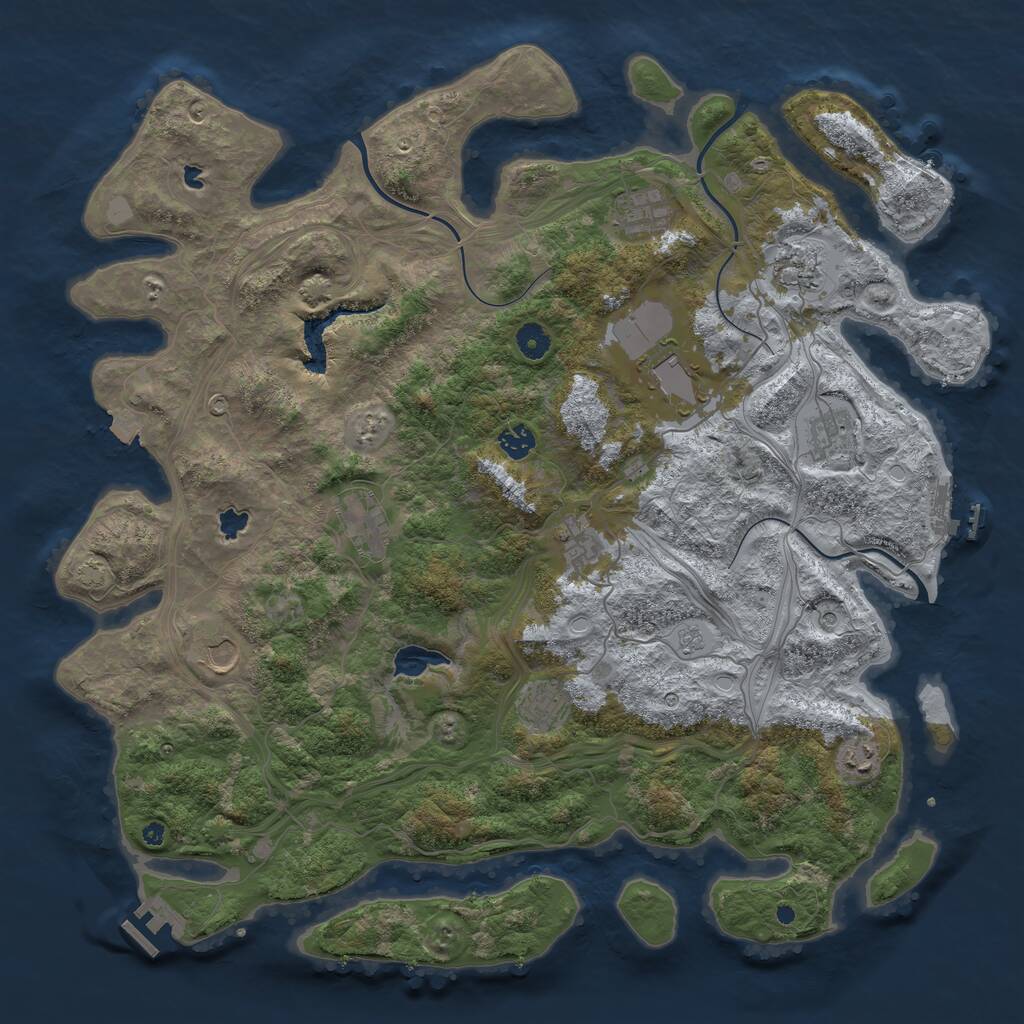 Rust Map: Procedural Map, Size: 4500, Seed: 736987735, 16 Monuments