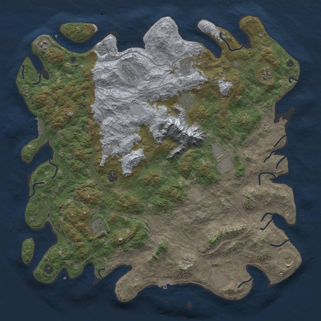 Rust Map: Procedural Map, Size: 5000, Seed: 662010928, 18 Monuments