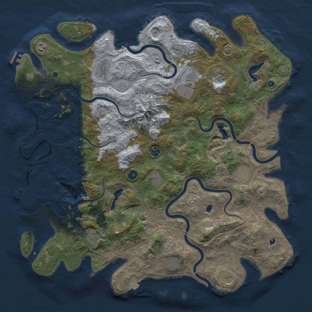 Rust Map: Procedural Map, Size: 5000, Seed: 662010928, 17 Monuments