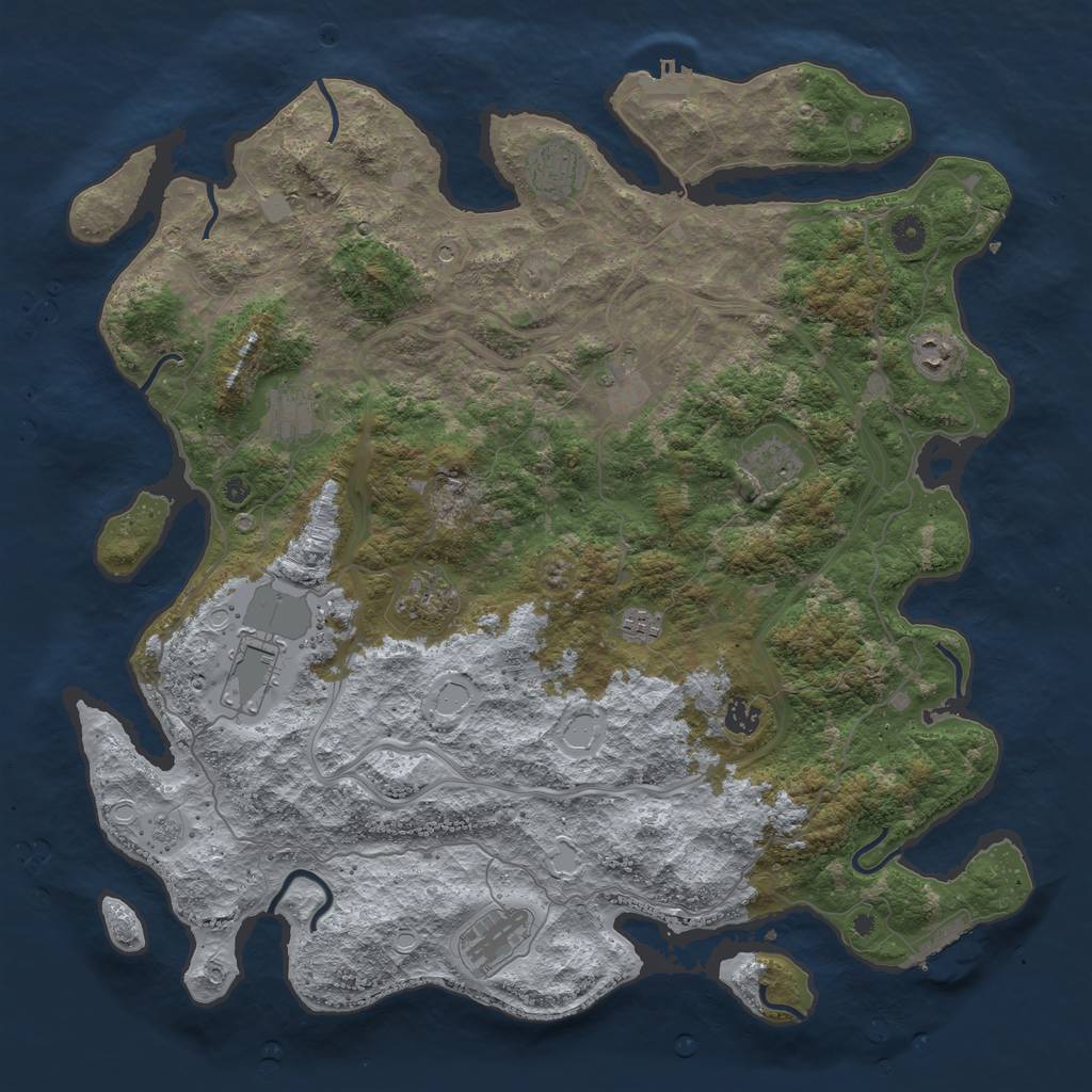 Rust Map: Procedural Map, Size: 4500, Seed: 29400523, 17 Monuments