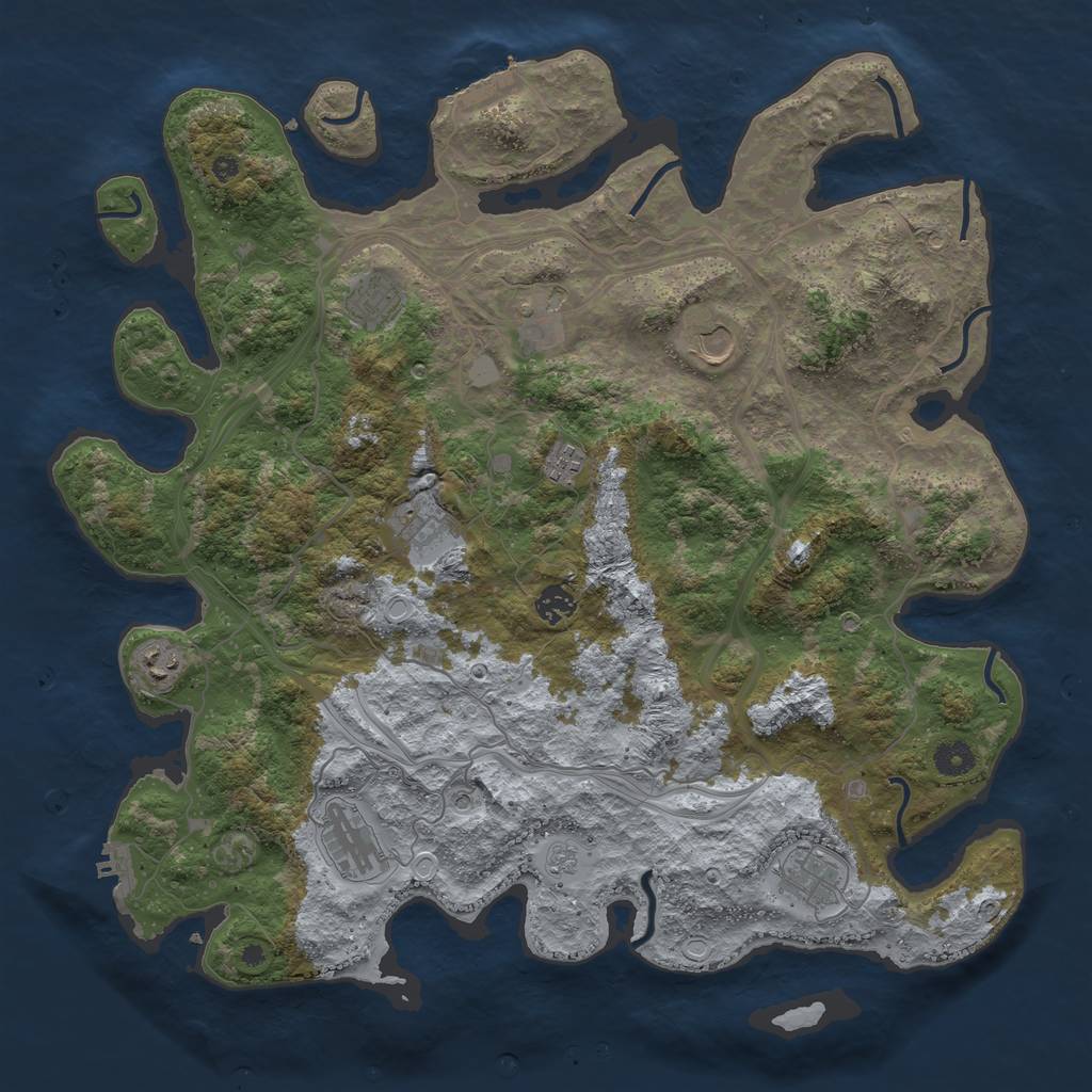 Rust Map: Procedural Map, Size: 4250, Seed: 486304504, 16 Monuments