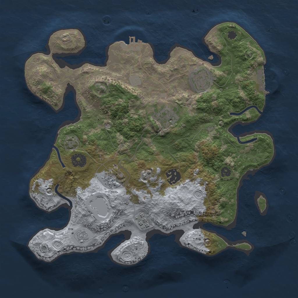Rust Map: Procedural Map, Size: 3000, Seed: 651697566, 12 Monuments