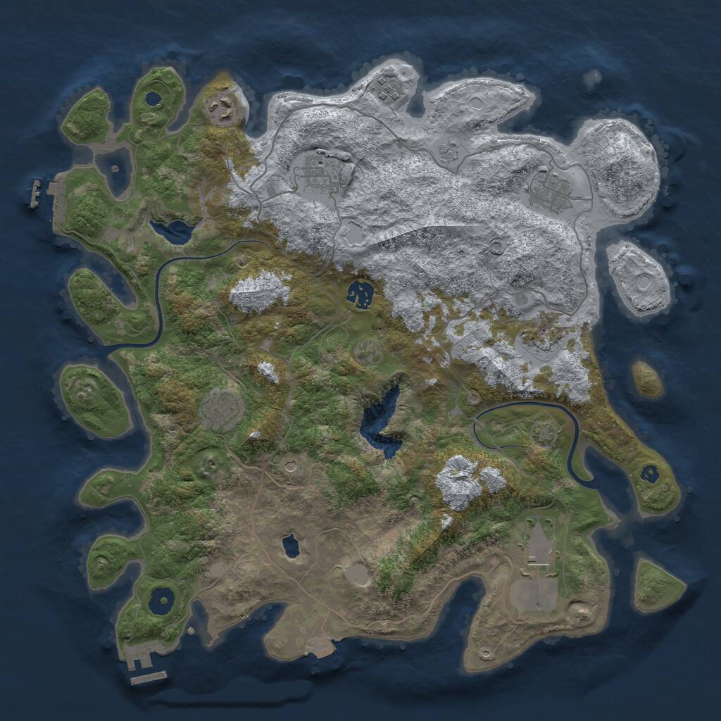 Rust Map: Procedural Map, Size: 4000, Seed: 1621333922, 14 Monuments