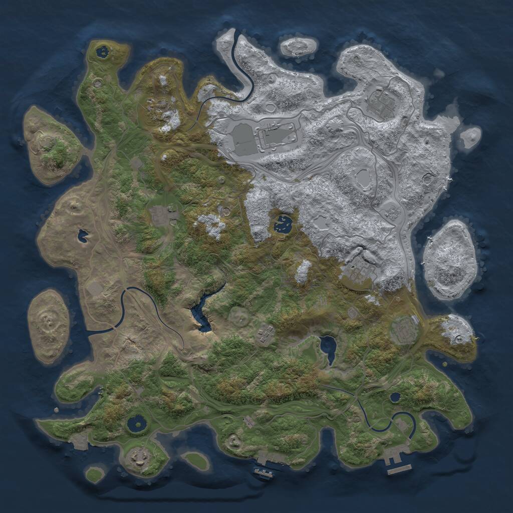 Rust Map: Procedural Map, Size: 4250, Seed: 1085745057, 15 Monuments