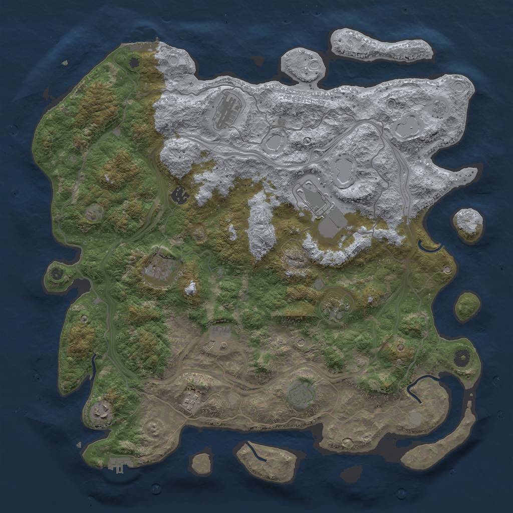 Rust Map: Procedural Map, Size: 4500, Seed: 2736419, 16 Monuments