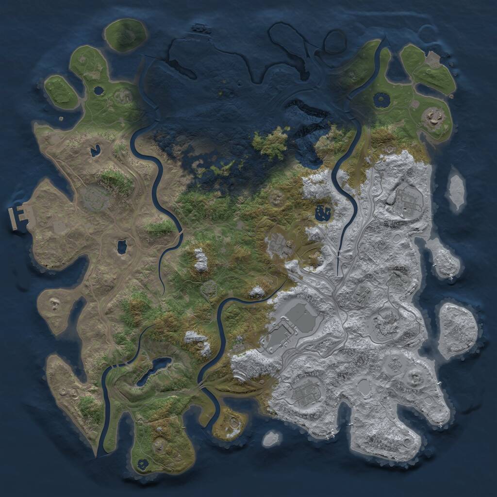 Rust Map: Procedural Map, Size: 4500, Seed: 498916735, 16 Monuments